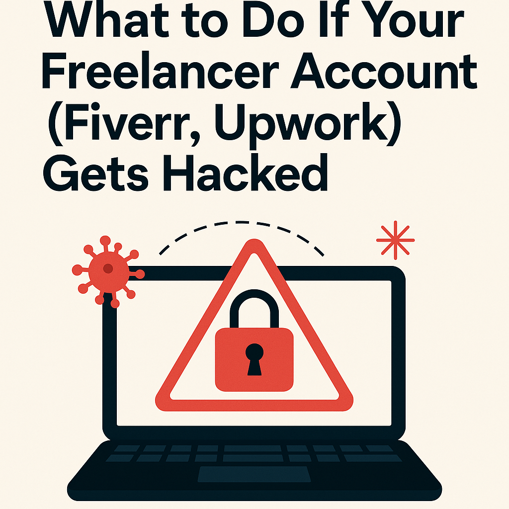 What to do if your freelancer account (Fiverr, Upwork) gets hacked – alert on laptop screen