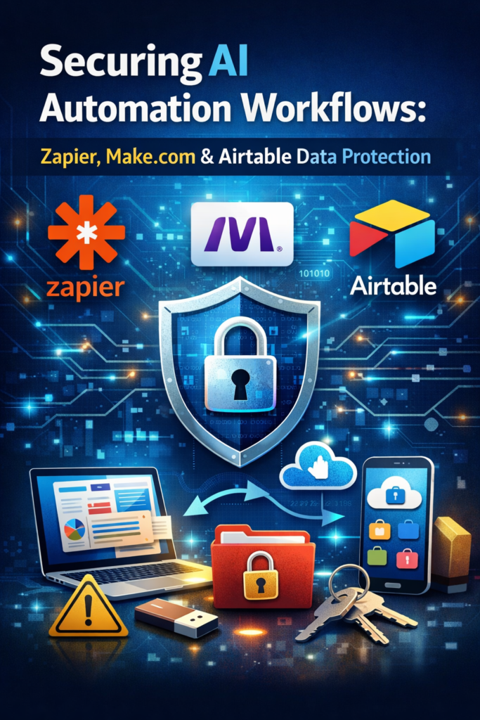 Securing AI automation workflows using Zapier, Make.com, and Airtable to prevent data leaks